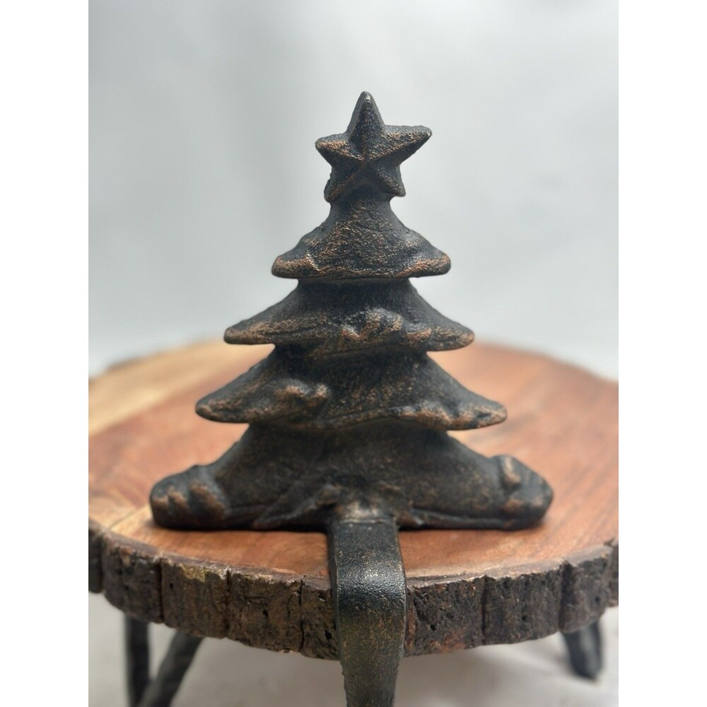 Pier 1 Cast Metal Christmas Tree Christmas Stocking Holder Hanger Heavy